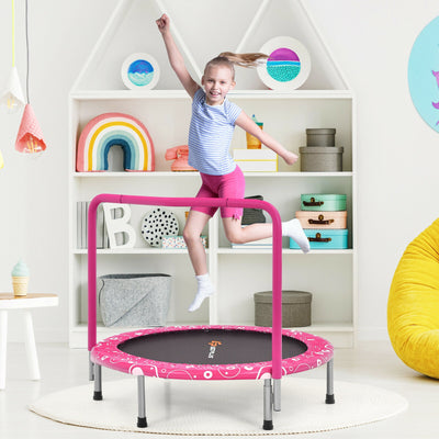 36 Inch Kids Trampoline Mini Rebounder with Full Covered Handrail -PinkÂ 