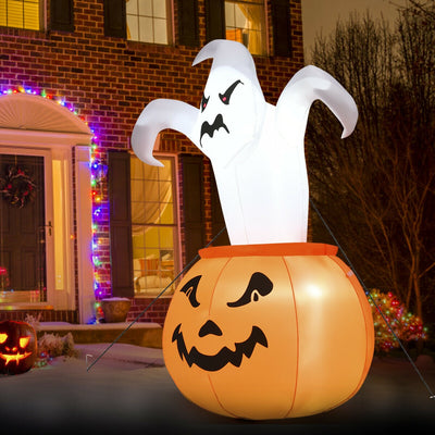 6 Feet Halloween Blow-Up Inflatable Ghost in Pumpkin with LED LightÂ 
