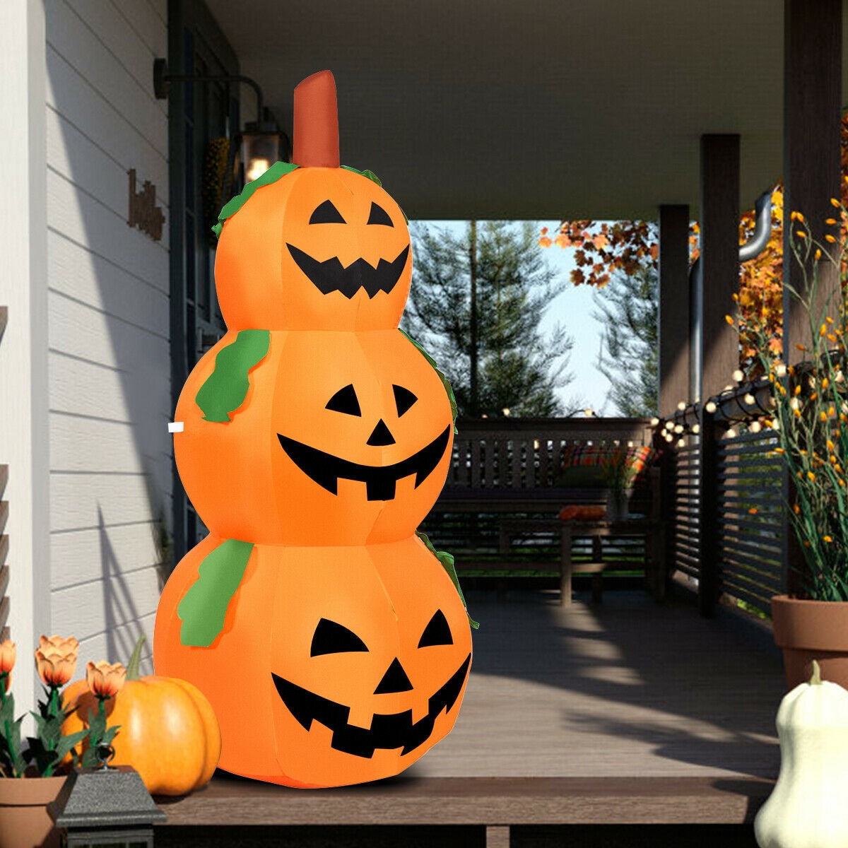 5.2 Feet Halloween Inflatable 3-Pumpkin Stack Ghost 