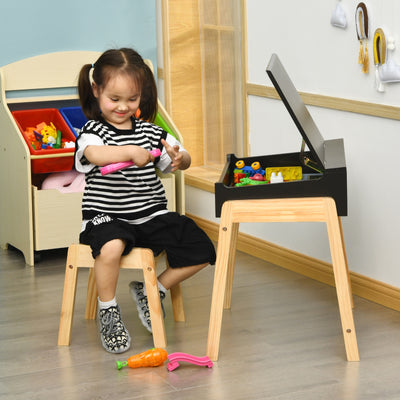 Kids Activity Table and Chair Set with Storage Space for Homeschooling-BlackÂ 