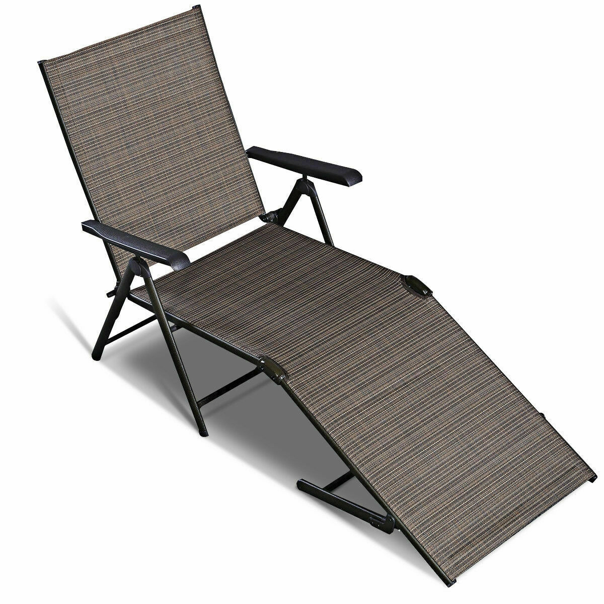 2 Pieces Patio Furniture Adjustable Pool Chaise Lounge Chair Outdoor Recliner