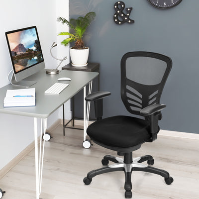 Ergonomic Mesh Office Chair with Adjustable Back Height and Armrests-BlackÂ 