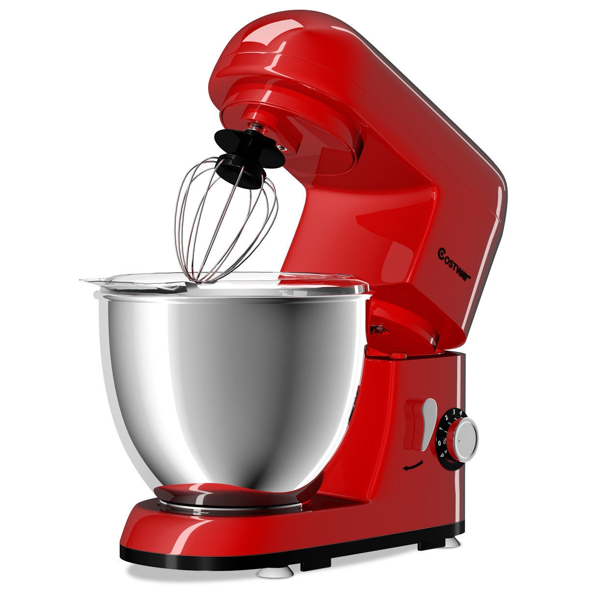 4.3 Qt 550 W Tilt-Head Stainless Steel Bowl Electric Food Stand Mixer-Red