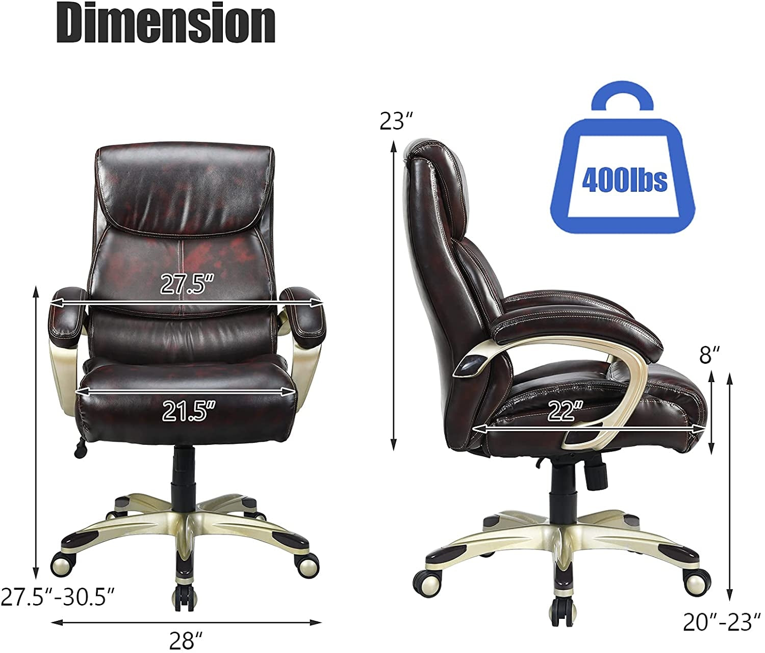 Adjustable Executive Office Recliner Chair with High Back and Lumbar Support-Brown