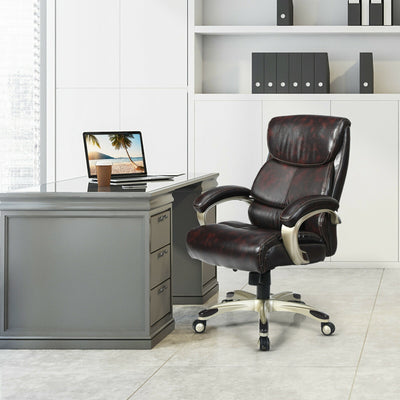 Adjustable Executive Office Recliner Chair with High Back and Lumbar Support-BrownÂ 