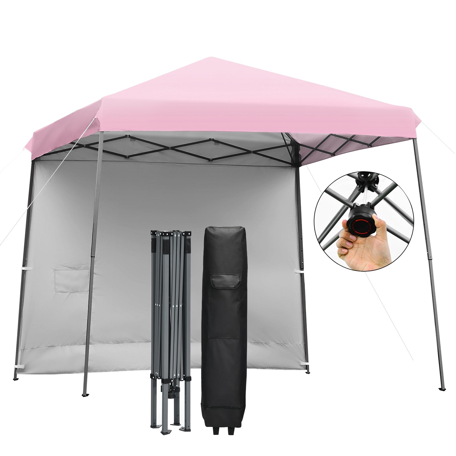 10 x 10 Feet Pop Up Tent Slant Leg Canopy with Detachable Side Wall-PinkÂ 