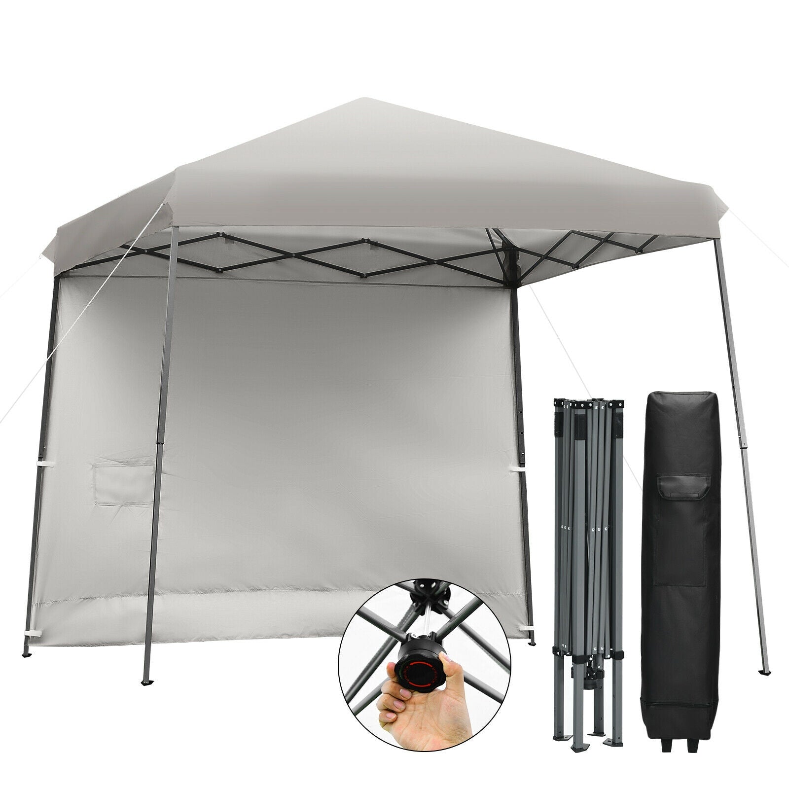 10 x 10 Feet Pop Up Tent Slant Leg Canopy with Detachable Side Wall-Gray