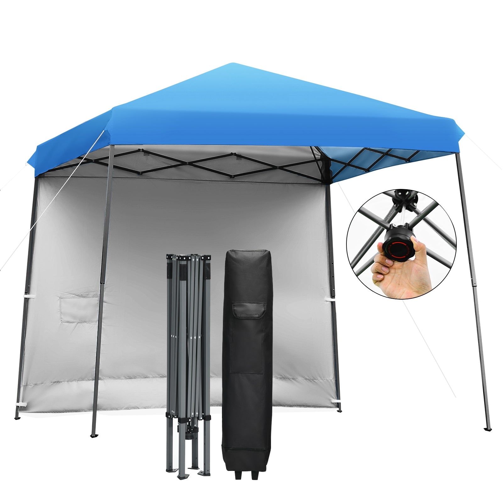 10 x 10 Feet Pop Up Tent Slant Leg Canopy with Detachable Side Wall-Blue