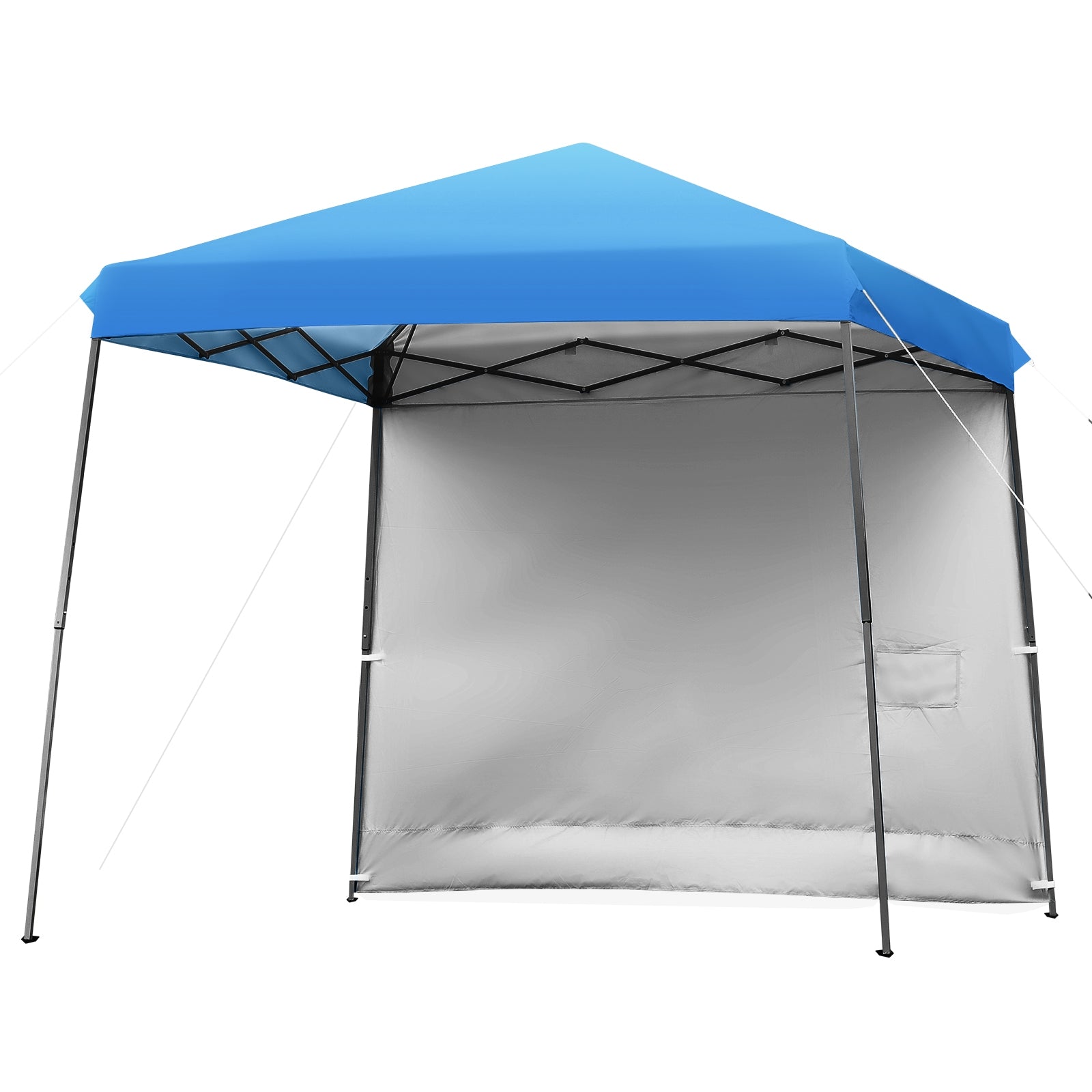 10 x 10 Feet Pop Up Tent Slant Leg Canopy with Detachable Side Wall-Blue