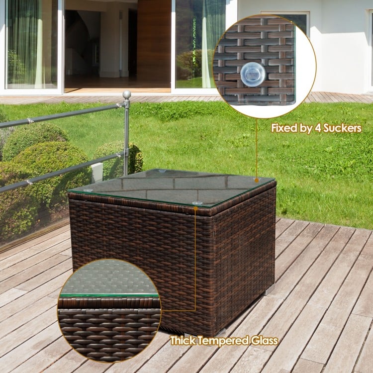 3 Pcs Patio Conversation Rattan Furniture Set with Cushion-Turquoise