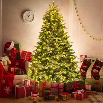 6.5 Feet Pre-lit Snow Flocked Hinged Artificial Christmas TreeÂ 