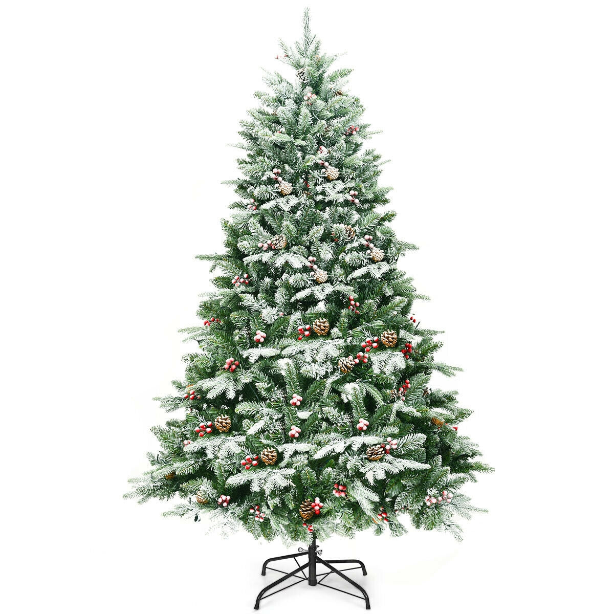 6.5 Feet Pre-lit Snow Flocked Hinged Artificial Christmas Tree