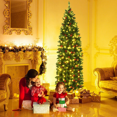 6.5 Feet Pre-lit Hinged Pencil Christmas TreeÂ 