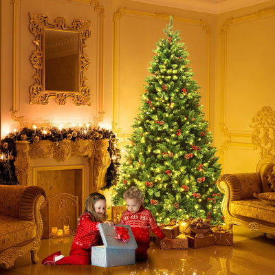 7.5 Feet Pre-lit Hinged Christmas Tree with 550 LED Lights and Sturdy Metal StandÂ 