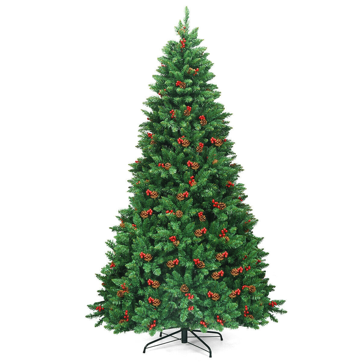 7.5 Feet Pre-lit Hinged Christmas Tree with 550 LED Lights and Sturdy Metal Stand