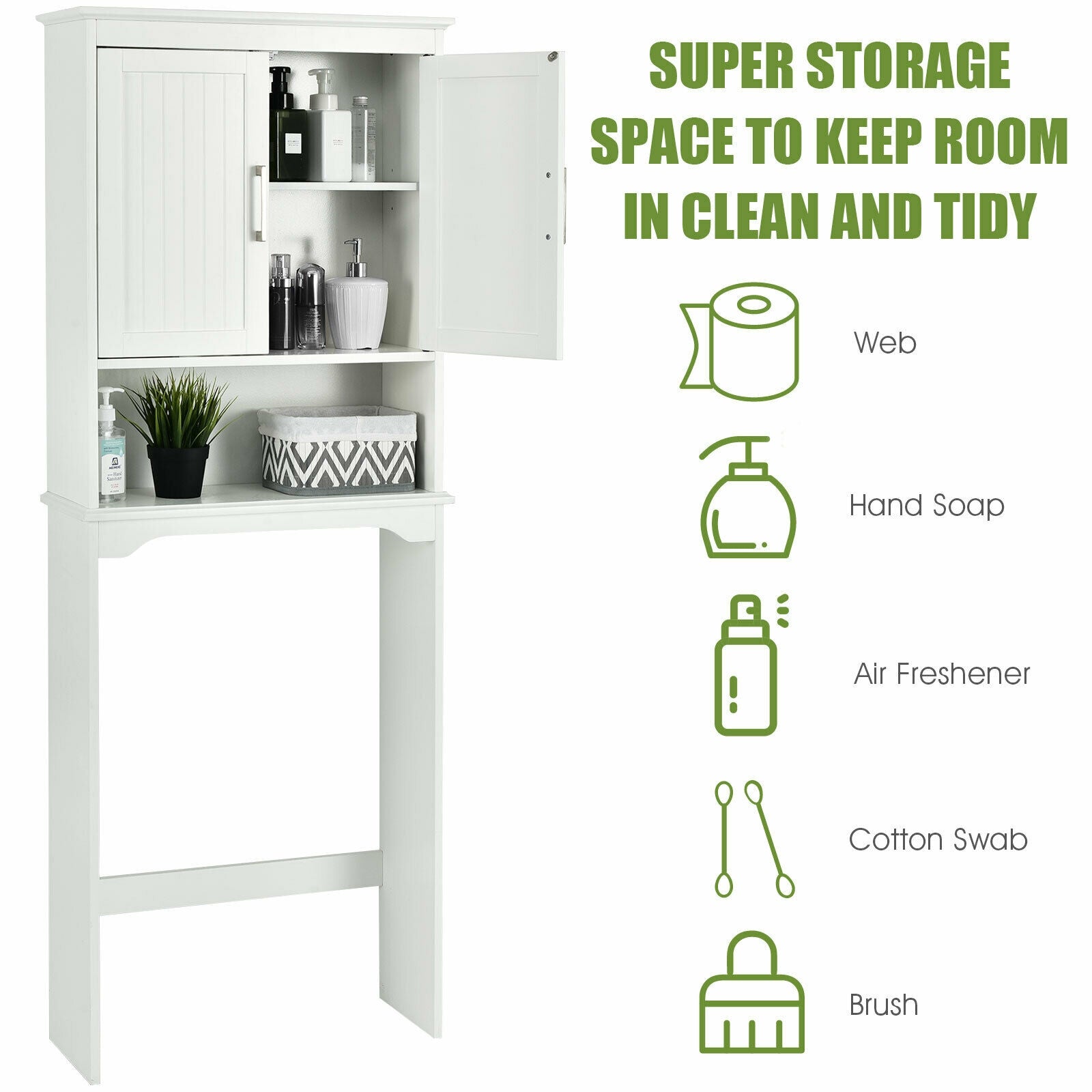 Over Toilet Space Saver Bathroom Organizer with Storage Cabinet