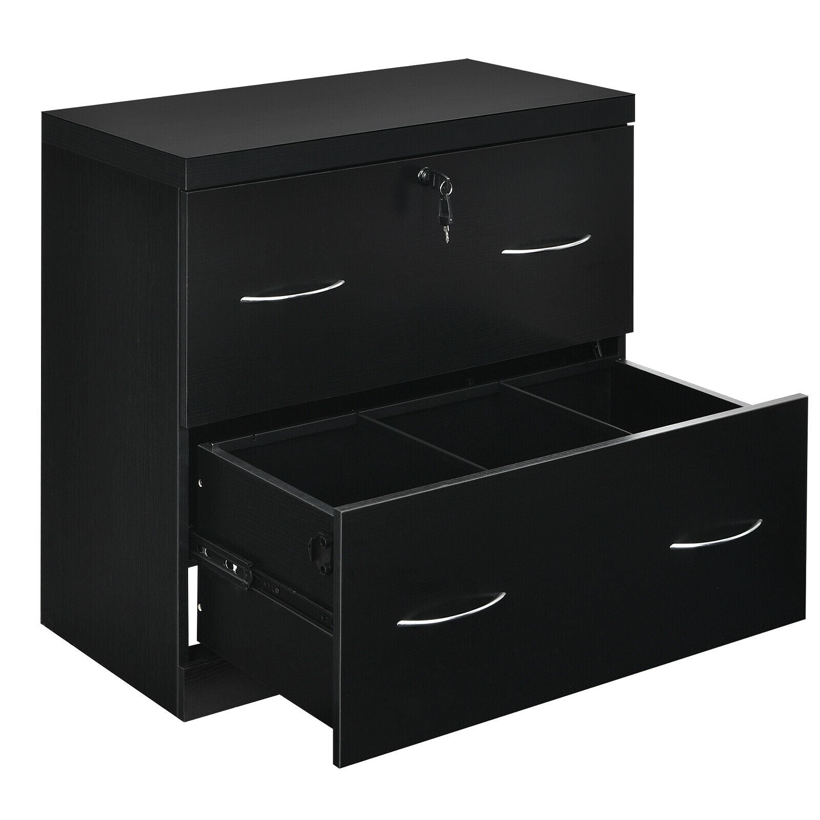 2-Drawer File Cabinet with Lock Hinging Bar Letter and Legal Size-Black