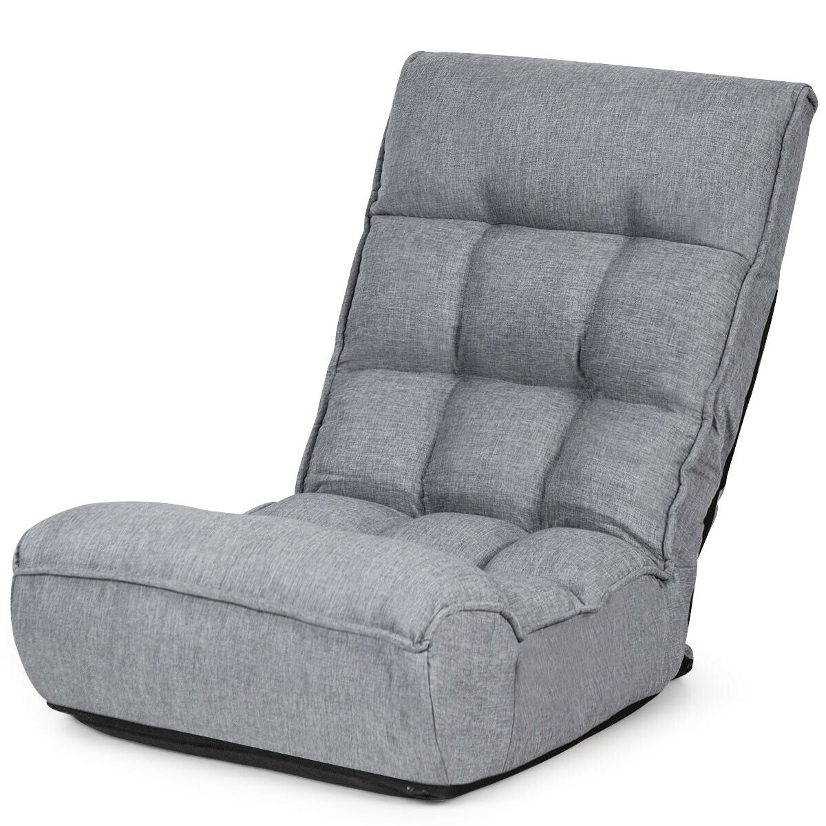 4-Position Adjustable Floor Chair Folding Lazy Sofa-Gray