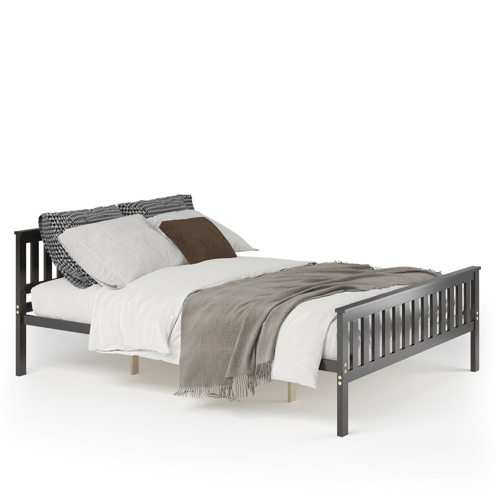 Queen Wood Platform Bed with Headboard