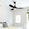 Modern 48 Inch Ceiling Fan with Dimmable LED Light and Remote Control Reversible Blades-Black