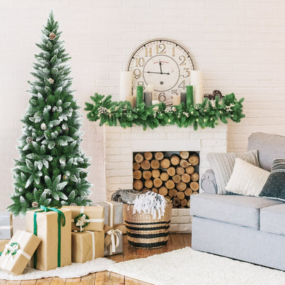 5 / 6 / 7.5 Feet Artificial Pencil Christmas Tree with Pine ConesÂ 