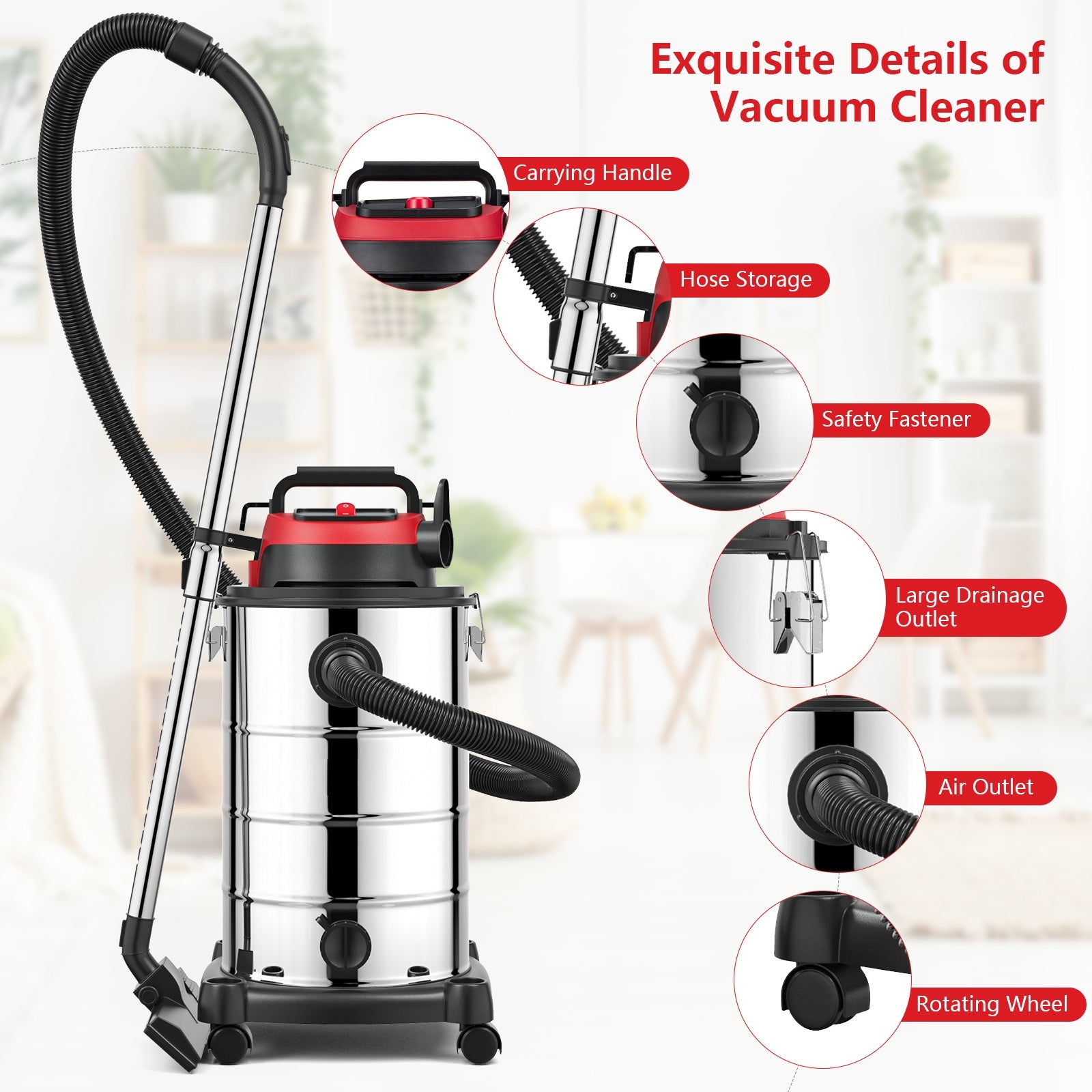 6 HP 9 Gallon Shop Vacuum Cleaner with Dry and Wet and Blowing Functions