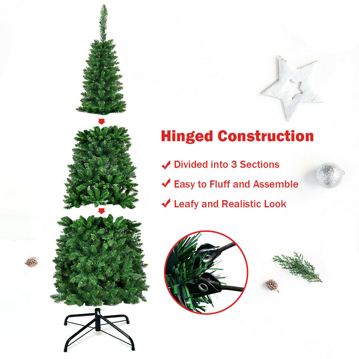 Artificial National Foot Kingswood Fir Pencil Christmas Tree-6.5ft