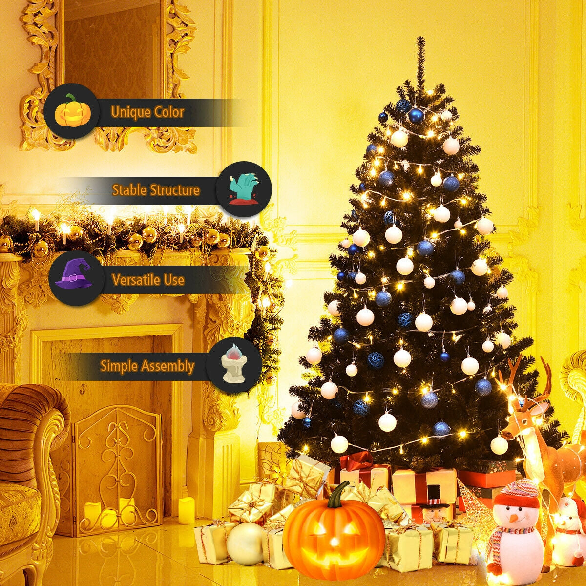 6 Feet Hinged Artificial Halloween Christmas Tree