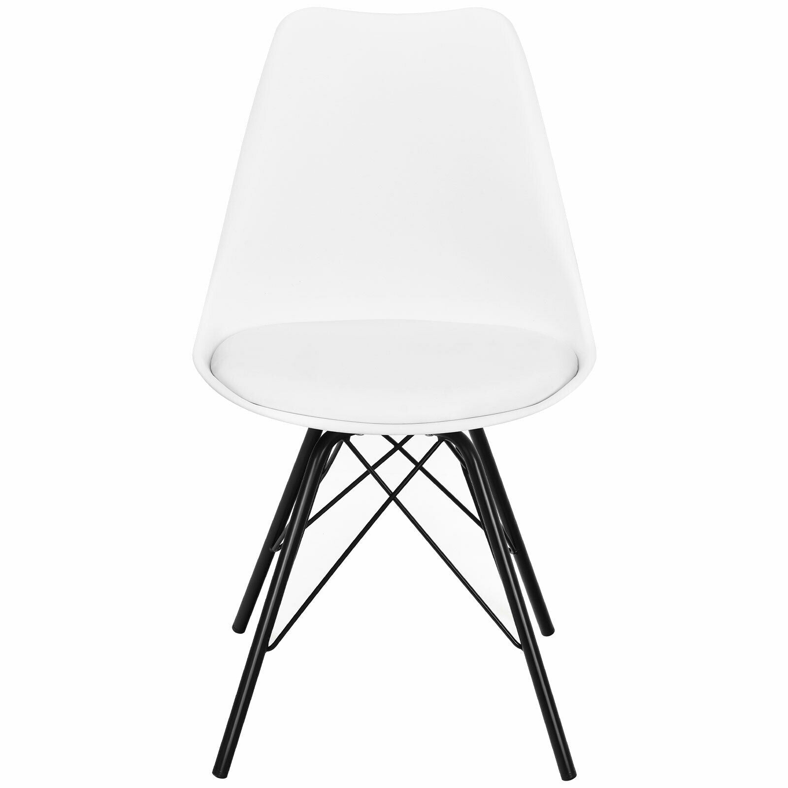 Set of 2 Mid Century Modern Side Chairs with PU Seat-White