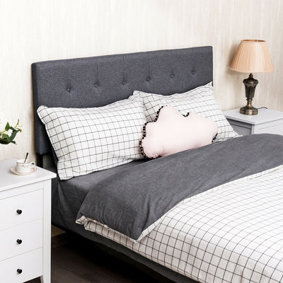Adjustable Tufted Linen Fabric Upholstered Queen and Full Size Headboard-GrayÂ 
