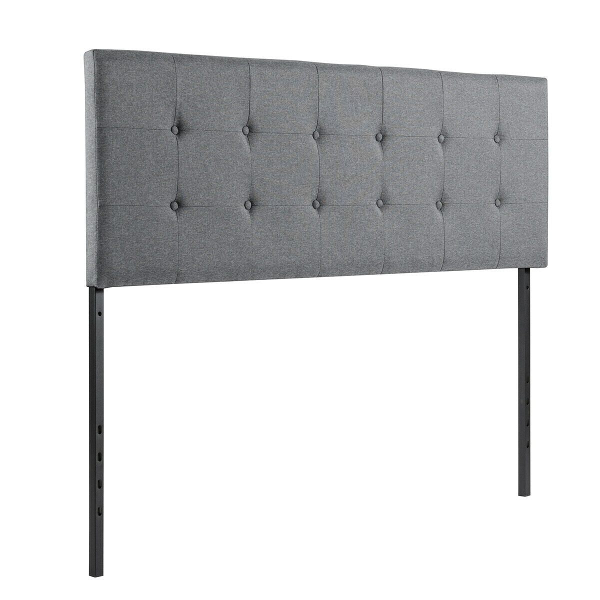 Adjustable Tufted Linen Fabric Upholstered Queen and Full Size Headboard-Gray