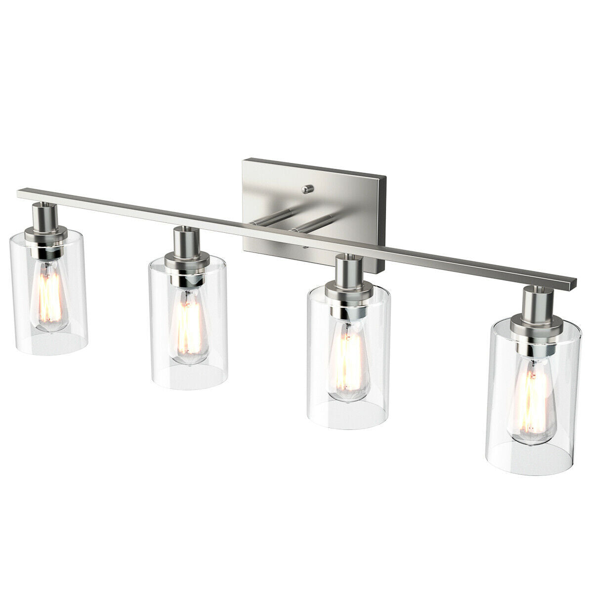 4-Light Wall Sconce with Clear Glass Shade-Sliver