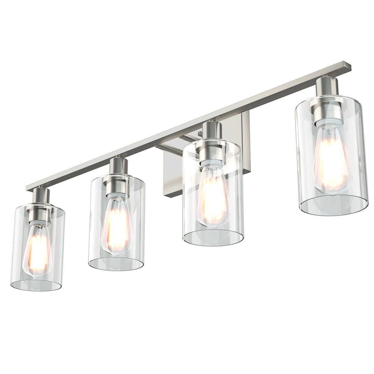 4-Light Wall Sconce with Clear Glass Shade-Sliver