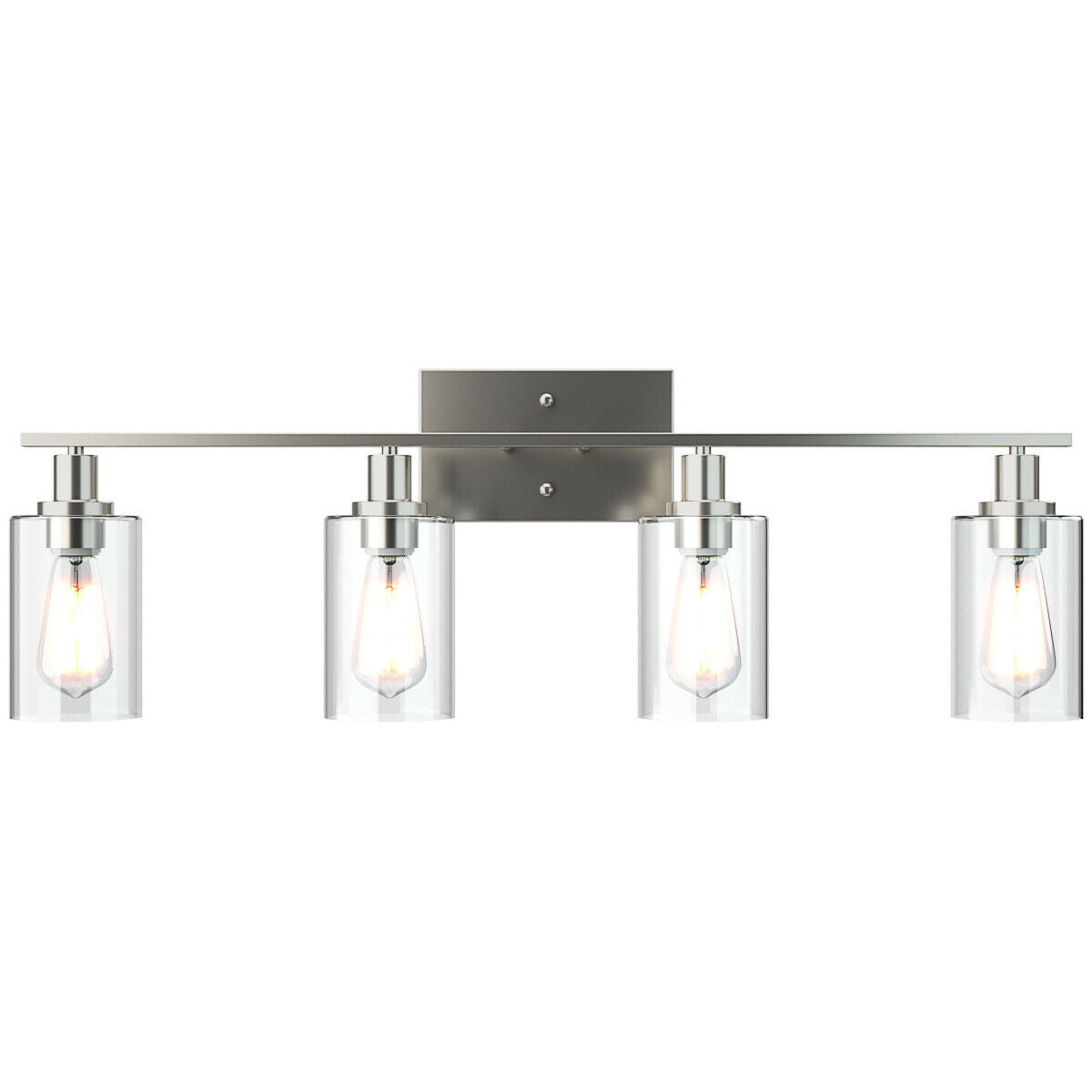 4-Light Wall Sconce with Clear Glass Shade-Sliver