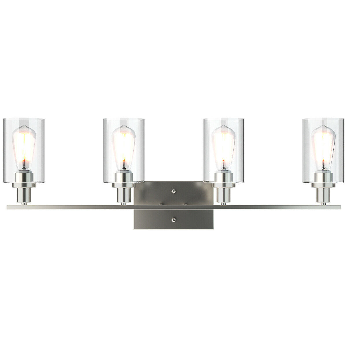 4-Light Wall Sconce with Clear Glass Shade-Sliver