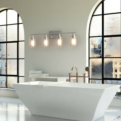 4-Light Wall Sconce with Clear Glass Shade-SliverÂ 