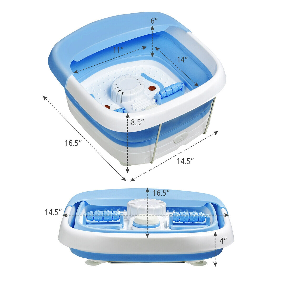 Foot Spa Bath Motorized Massager with Heat Red Light-Blue