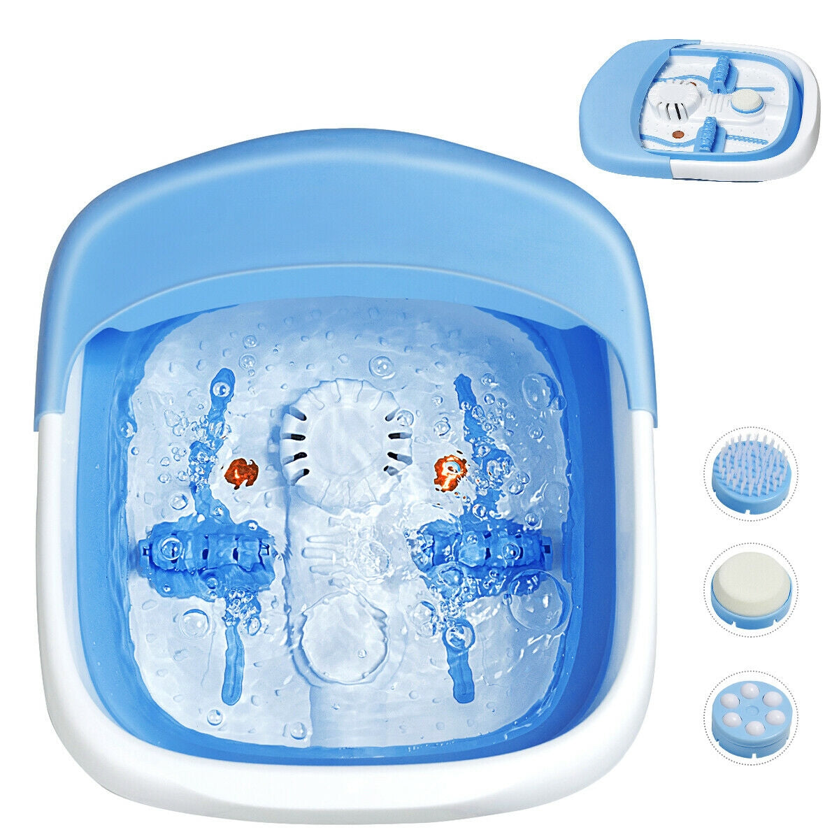 Foot Spa Bath Motorized Massager with Heat Red Light-Blue