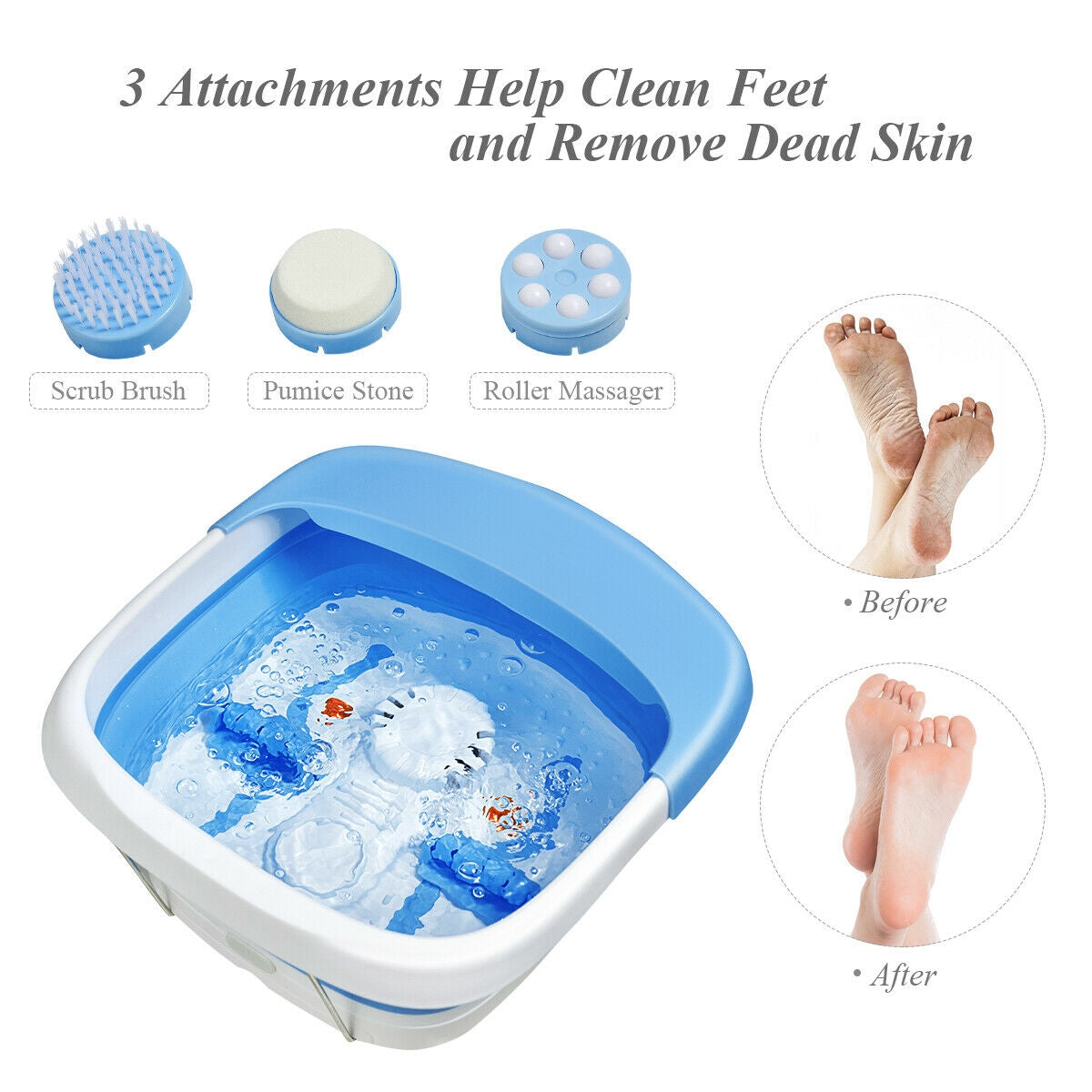 Foot Spa Bath Motorized Massager with Heat Red Light-Blue