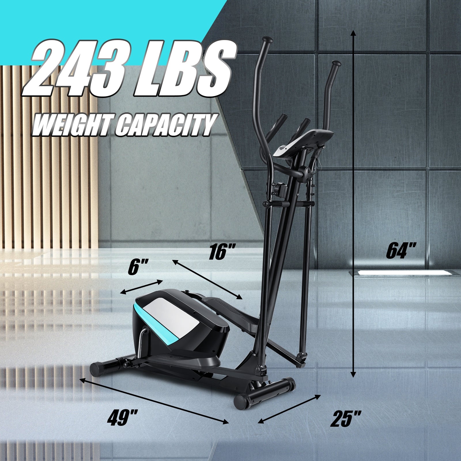 Magnetic Elliptical Machine Cross Trainer with Display Pulse Sensor 8-Level