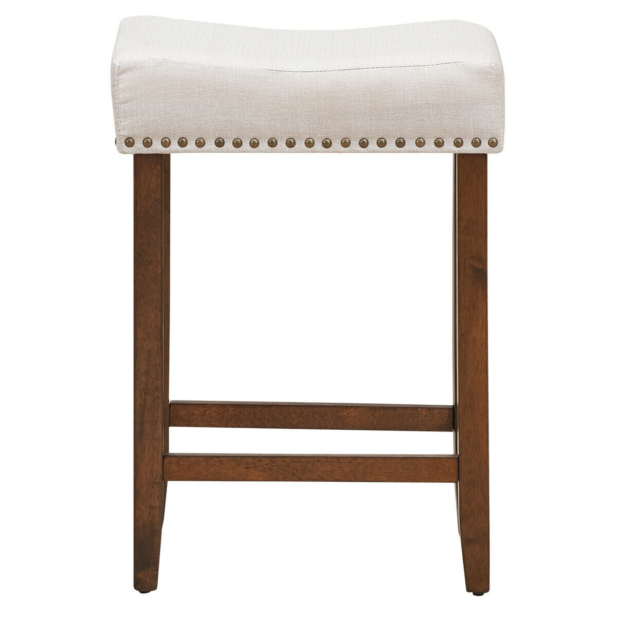 Set of 2 Nailhead Saddle Bar Stools 24 Inch Height