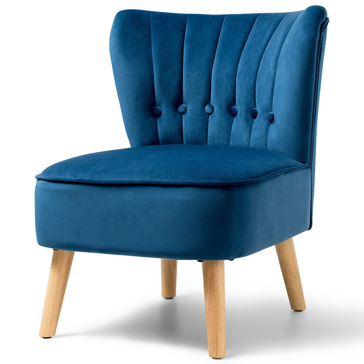 Armless Accent Chair Tufted Velvet Leisure Chair-Blue