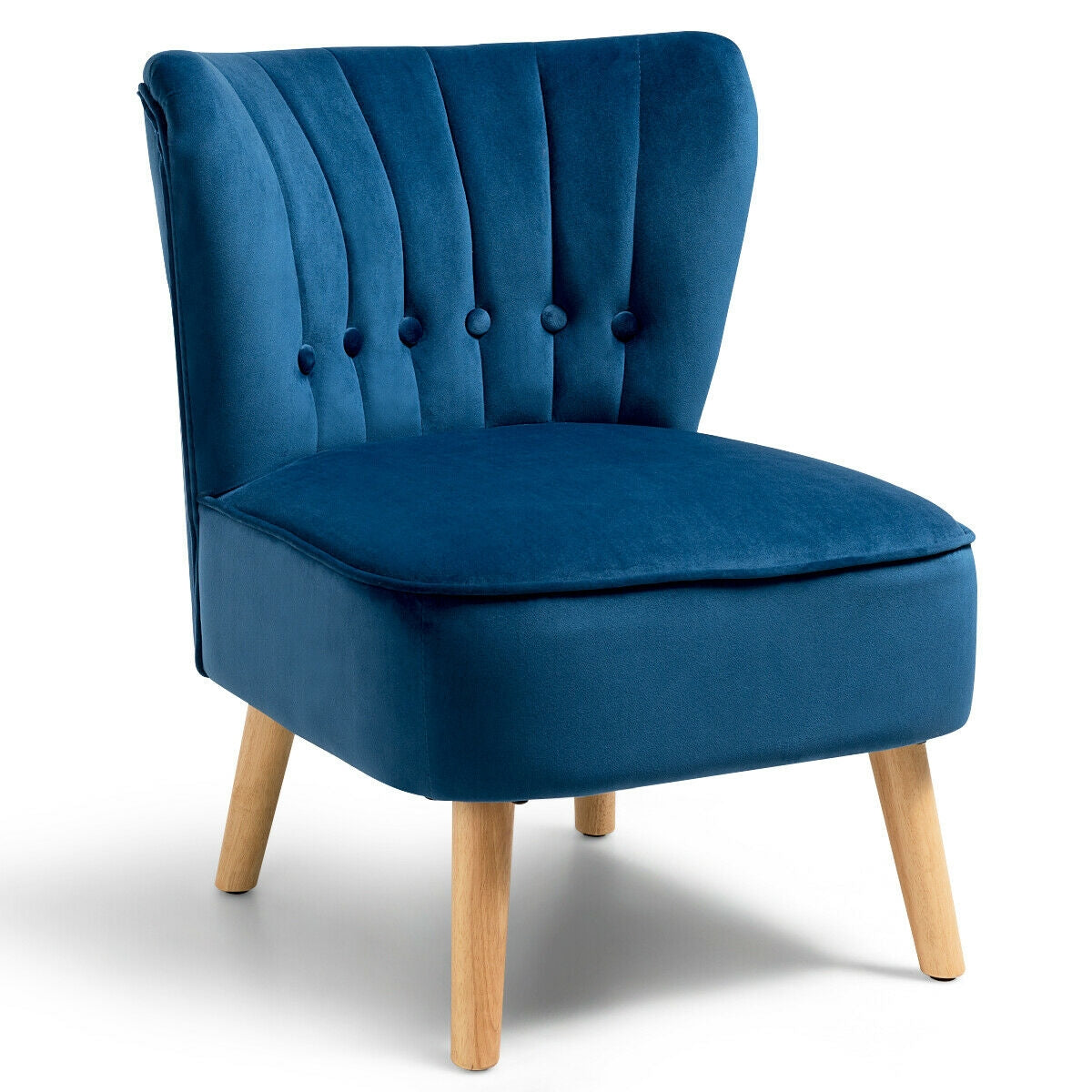 Armless Accent Chair Tufted Velvet Leisure Chair-Blue