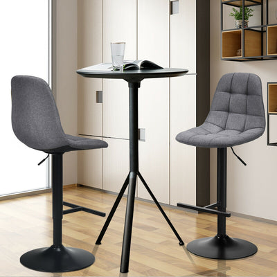 2 Pieces Adjustable Bar Stools Swivel Counter Height Linen Chairs-GrayÂ 