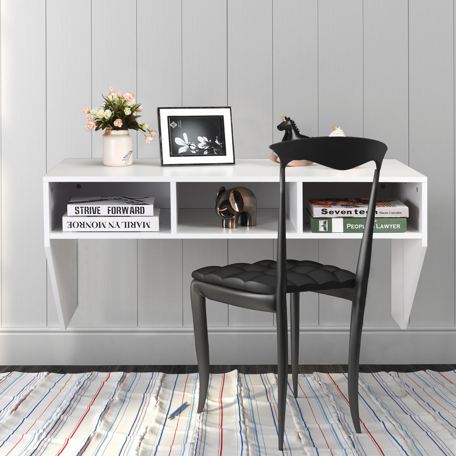 Wall Mounted Floating Computer Table Desk Storage Shelf-White