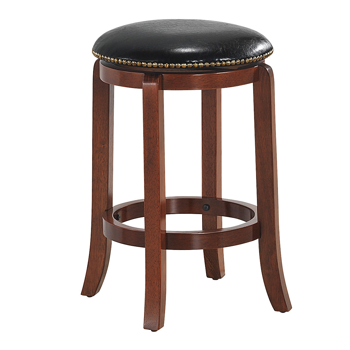 24 Inch Bistro Leather Padded  Backless Swivel Bar stool