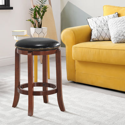 24 Inch Bistro Leather Padded  Backless Swivel Bar stoolÂ 