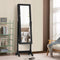 Lockable Mirrored Jewelry Cabinet Armoire Storage Organizer Box-Black