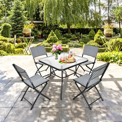 Set of 4 Patio Folding Rattan Dining Chairs for Camping and GardenÂ 