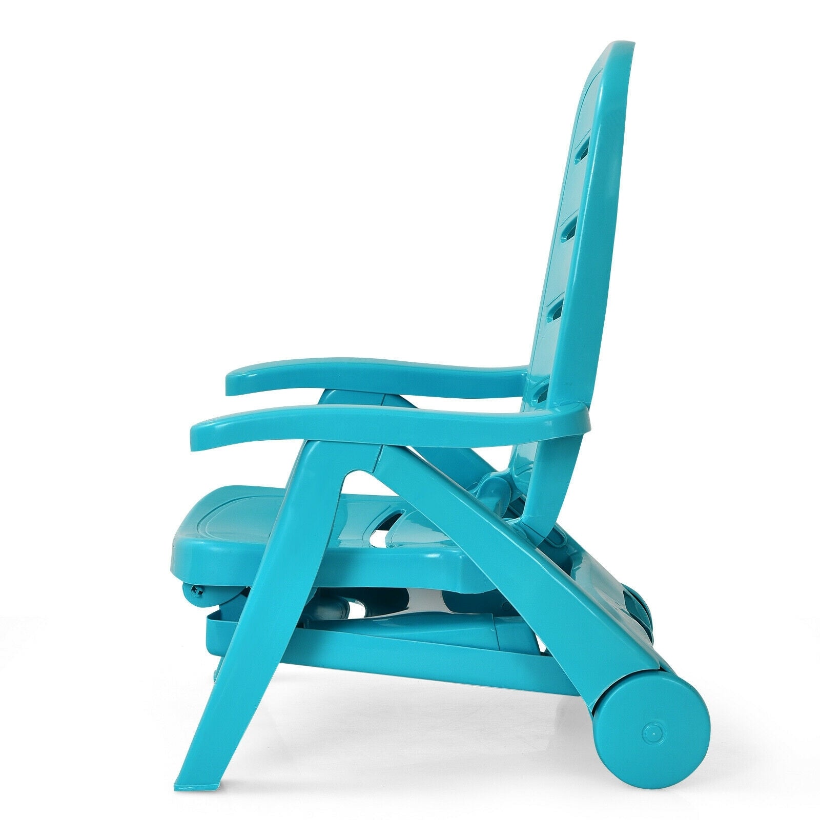 5 Position Adjustable Folding Lounger Chaise Chair on Wheels-Turquoise